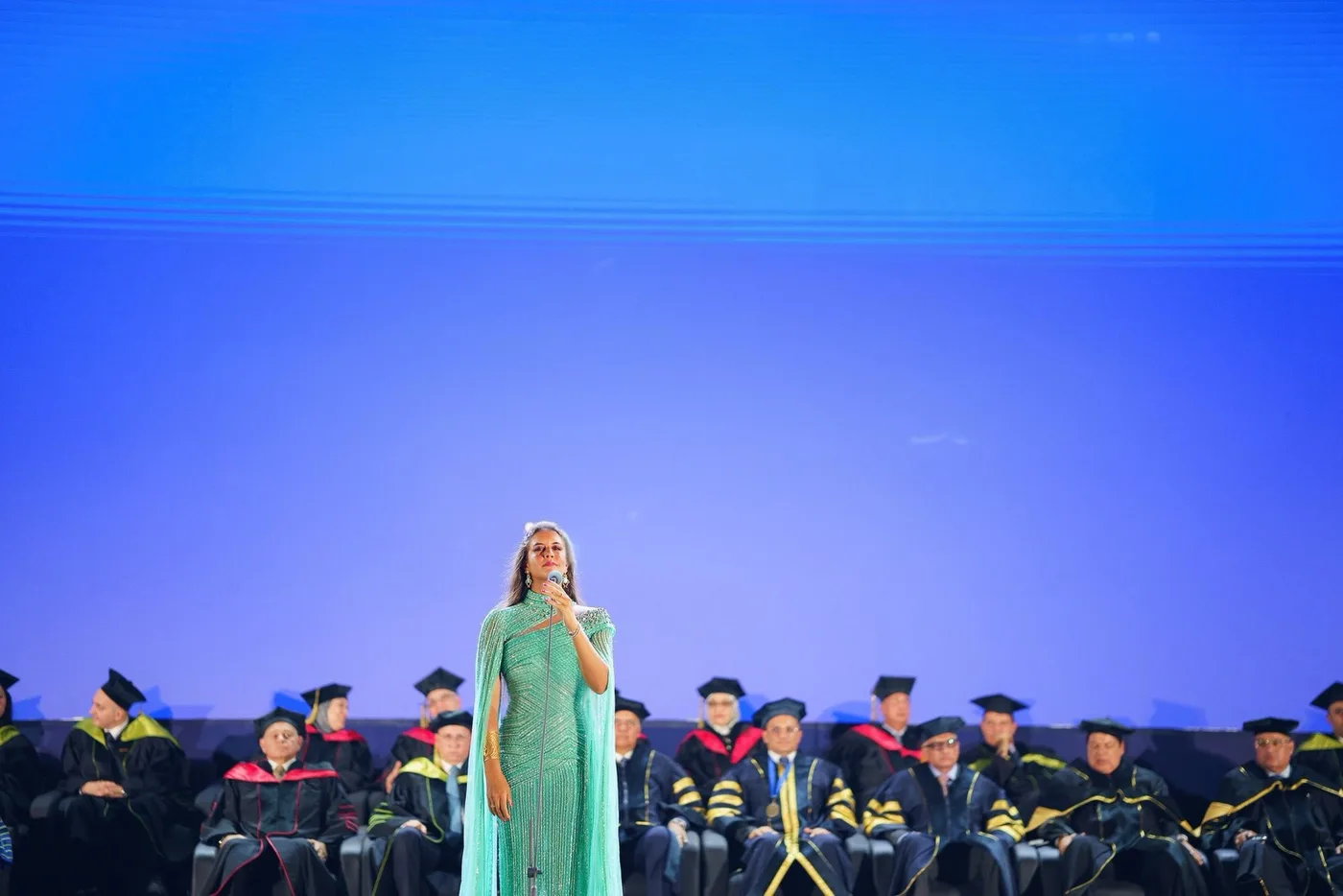 Farrah El Dibany performs at the Grand Egyptian Museum