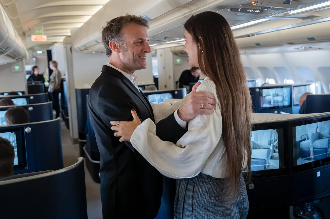 Farrah El-Dibany joins French President Emmanuel Macron during his presidential trip to Egypt