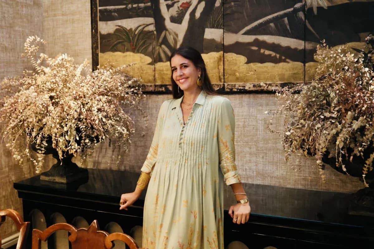 Farrah el-Dibany dans le Lobby de l'Hôtel Albergo à Beyrouth. Photo Anwar Amro/AFP